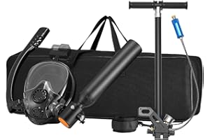 VEVOR Scuba Tank, 0.5L Portable Diving Tank, Diving Oxygen Cylinder Support 5-10 Minutes Underwater Breathing, 32.81 ft Diving Depth, Refillable Snorkel Air Tank with Pump for Underwater Exploration