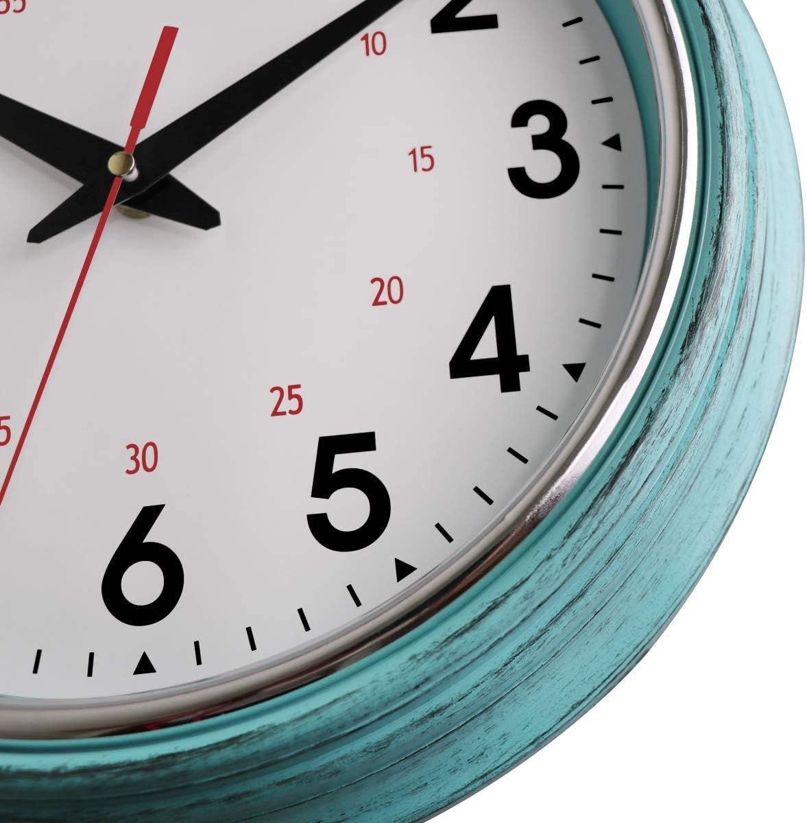 Lumuasky Retro Silent Non-Ticking Round Classic Clock - Quartz Decorative Battery Operated Wall Clock for Living Room Kitchen Home Office (Blue): Kitchen & Dining