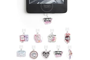 Kaciola 9 Pack Charms for Kindle, Funny Dust Plug Charm Type C for E-Reader Paper White 11th, Dust Plug Accessories for Women, Compatible with Type C/USB C Charging Ports