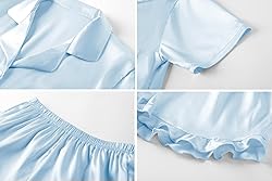 Umeyda Girls Satin Silky Collar V Neck Ruffle Short
