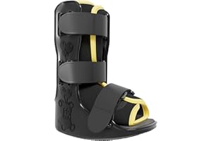 Braceapedia Pediatric Buddy Boot, Kids Medical Grade Left/Right Foot & Ankle Support Brace, Sprain & Injury Recovery Walker Boots, Kids Ankle Brace for Sports and Recovery, Large Yellow Liner, Black
