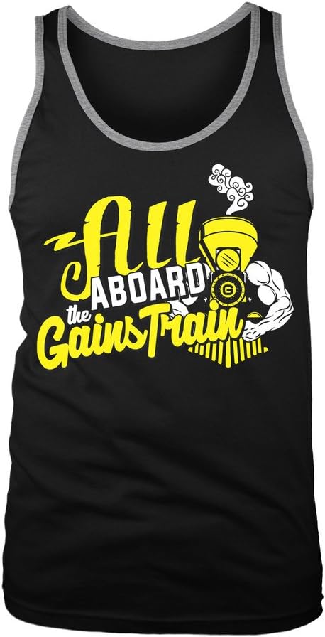 LOGOPOP Men's All Aboard The Gains Train Tank Top