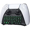 TiMOVO PS5 Controller Keyboard with Green Backlit, Wireless Bluetooth Keypad Chatpad for PlayStation 5, Built-in Speaker & 3.5mm Audio Jack, Mini Gaming Keyboard for PS5 Accessories, Black