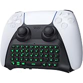 TiMOVO Green Backlight Keyboard for PS5 Controller, Black | Wireless Bluetooth Mini Keypad Chatpad for PlayStation 5 Controller Accessories, Built-in Speaker &amp; 3.5mm Audio Jack