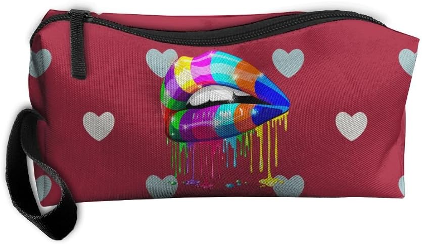 WEEDKEYCAT Colorful Sensual Lips Sexy Hickey Travel Cosmetic Bag Pen Pencil Portable Toiletry Brush Storage,Multi-function Accessories Sewing Kit Bags Pouch Makeup Carry Case With Zipper