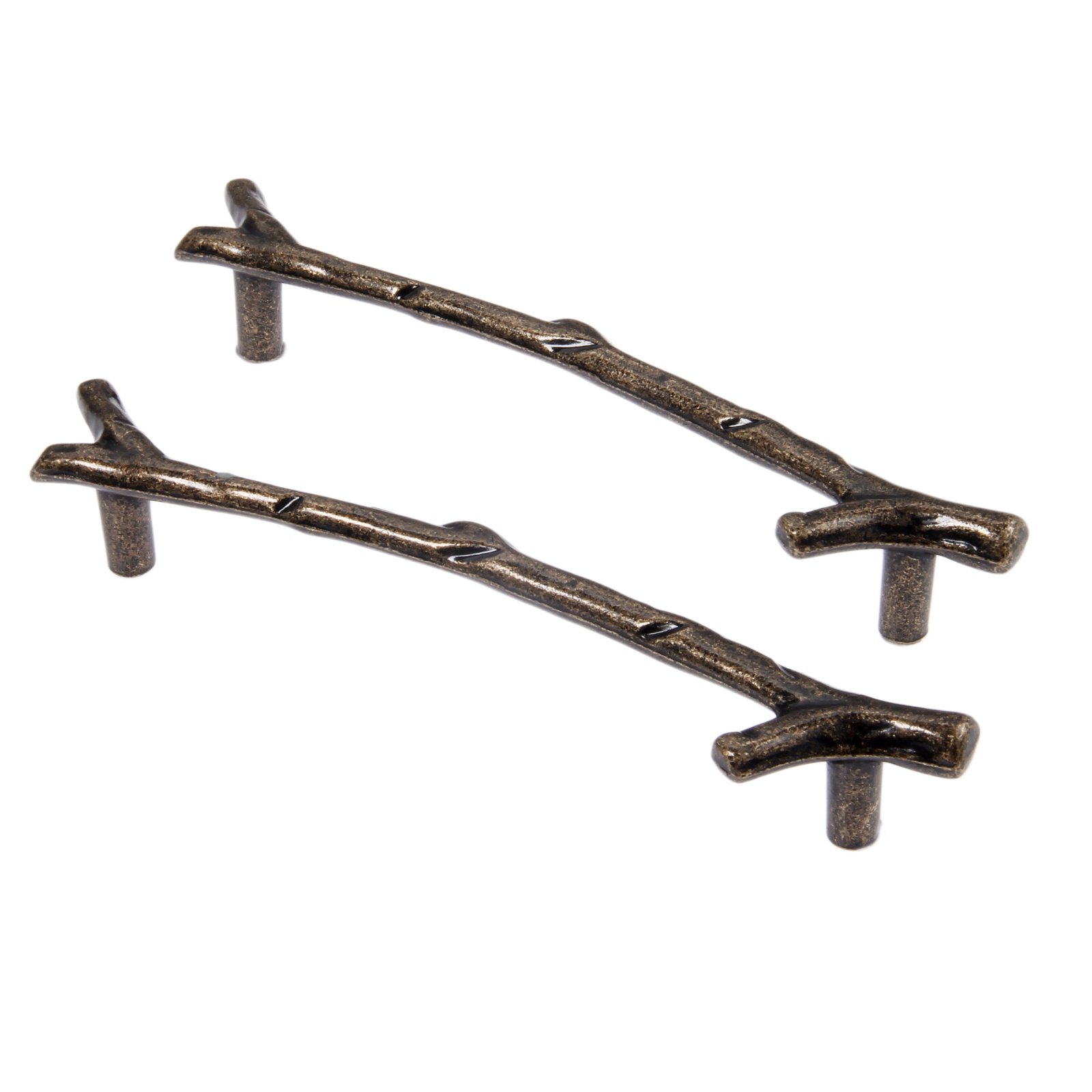Pull Handle Retro Style Zinc Alloy Tree Branch Kitchen Cabinet Door Handles Cupboard Knobs Wardrobe Pull (2Pcs, L 128mm)