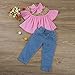 ViWorld Toddler Baby Girls Short Set Kid Off Shoulder Tops Denim Pants Jeans 3PCS Outfits Set (Pink, 80(1-2Years))
