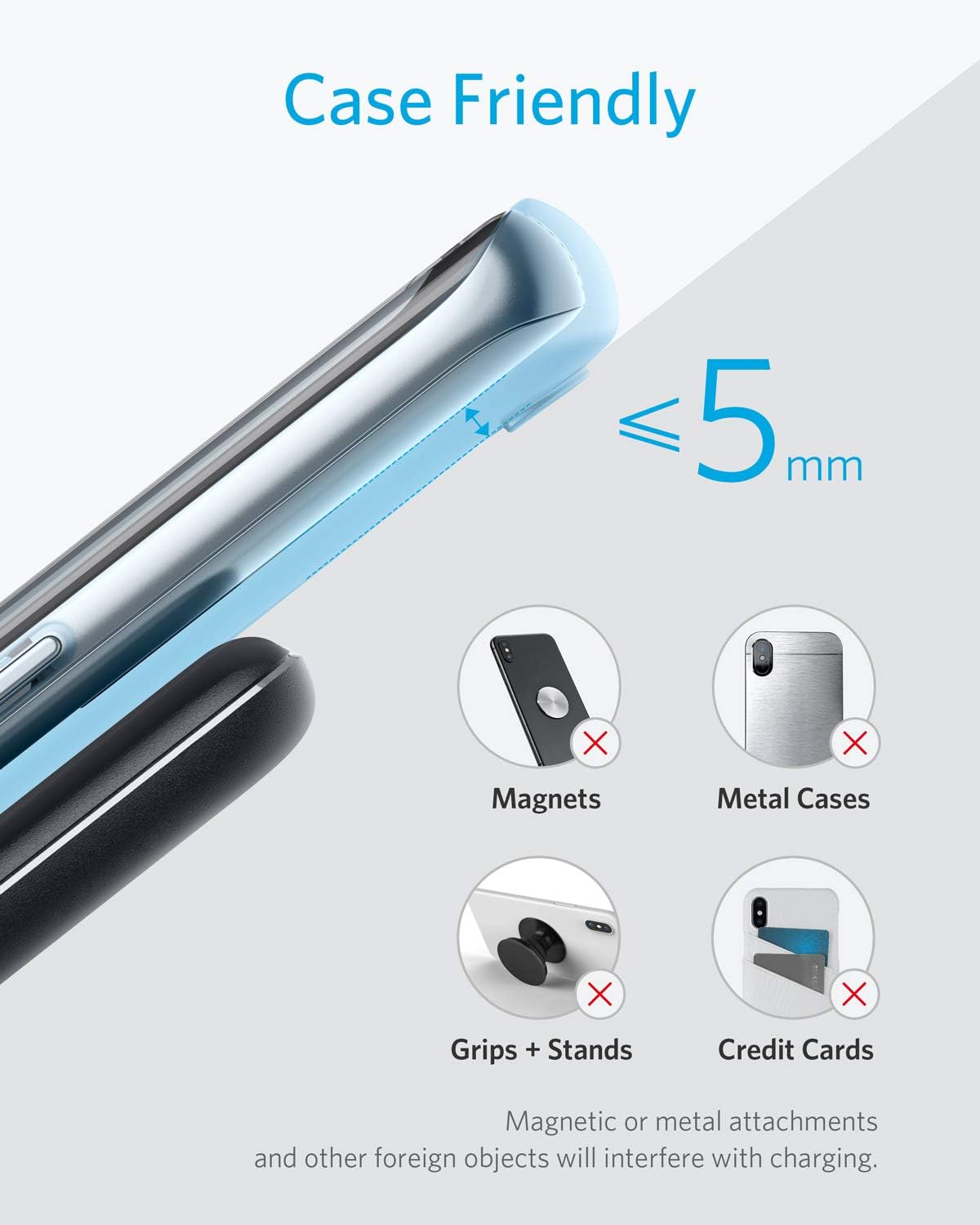 Anker Wireless Charger, 2-Pack PowerWave Stand Upgraded, Qi-Certified, Fast Charging iPhone 12, 12 Mini, 12 Pro Max, SE, 11, 11 Pro, 11 Pro Max, Galaxy S20 S10 S9 S8, Note 10 Note 9 (No AC Adapter)