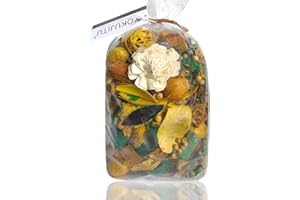 YOKUJITU Potpourri Bags, Yellow and Green Decorative Potpourri Bowl Filler,Lemon Scented Potpourri Dried Flowers,Home Fragrance Sachet of Petals, Vase Fillers,Bathroom Decor(18 oz)
