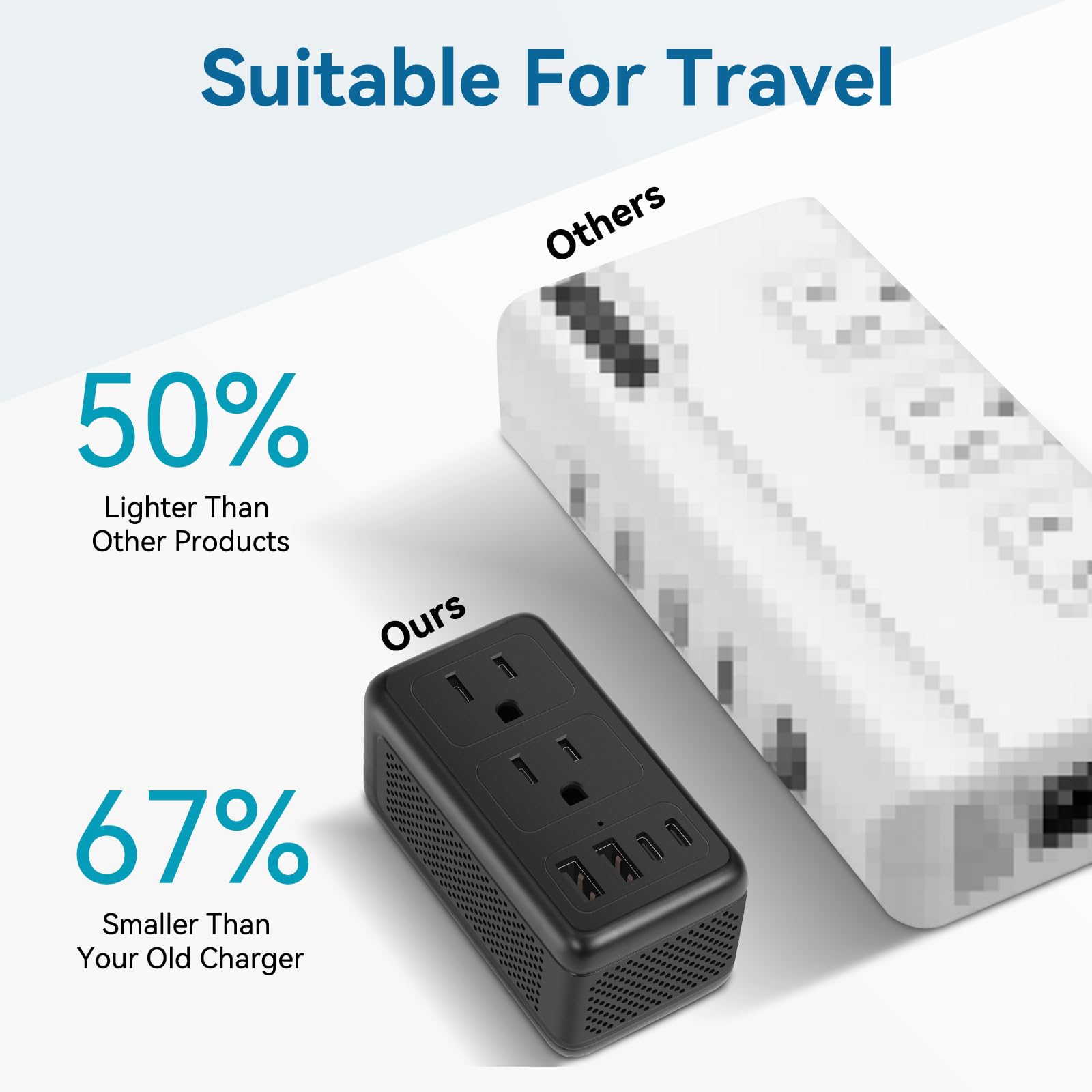 220V to 110V Voltage Converter US to Europe Travel Plug Adapter for Hair Dryer International Universal Travel Adapter with 2 USB A and 2 USB C, Power Converter Adapter Combo for US/EU/UK/AUS
