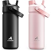 POWCAN 2 Pack 18 oz Kids Insulated Water Bottle for School: Leakproof, 2-in-1 Straw Spout Lid, BPA-Free, Keep Cold 24 Hrs, Stainless Steel Cup for Sports, Travel, Gift for Girls Boys Daughters Sons