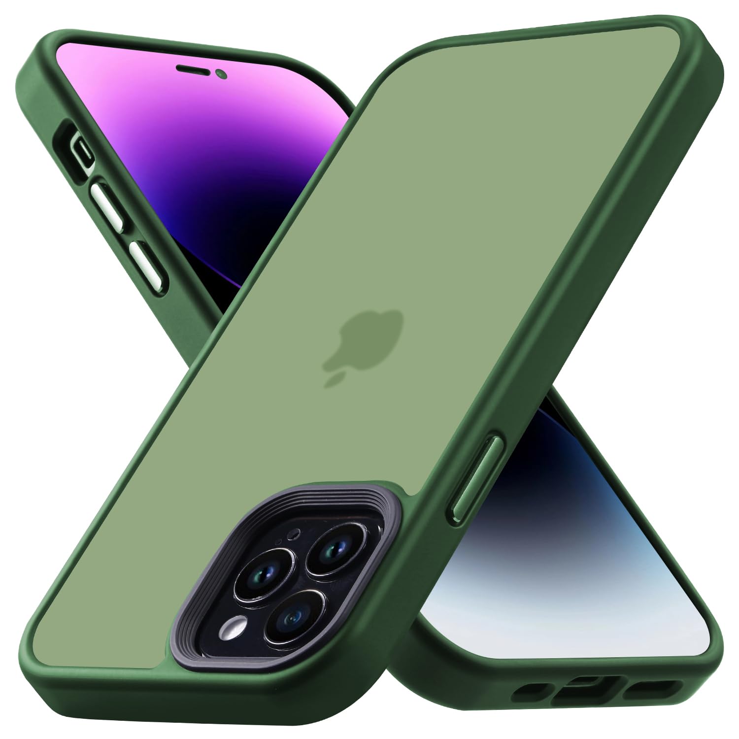 Yriklso for iPhone 12 Pro Max Phone Case, Shockproof iPhone 12 Pro Max Case, Military Grade Drop Protection, Protective Hard Back Slim Translucent Case for iPhone 12Pro Max 6.7'', Frosted Green