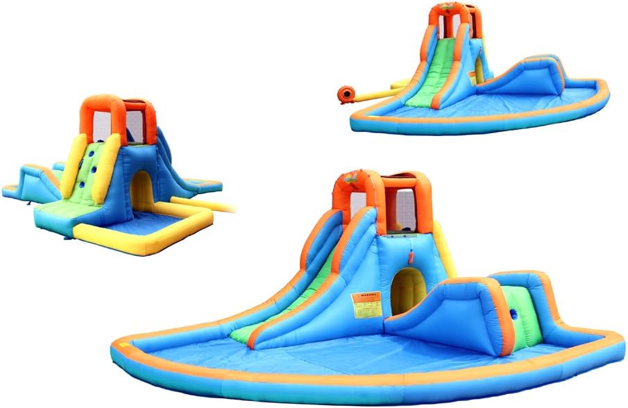 blow up water slide into pool