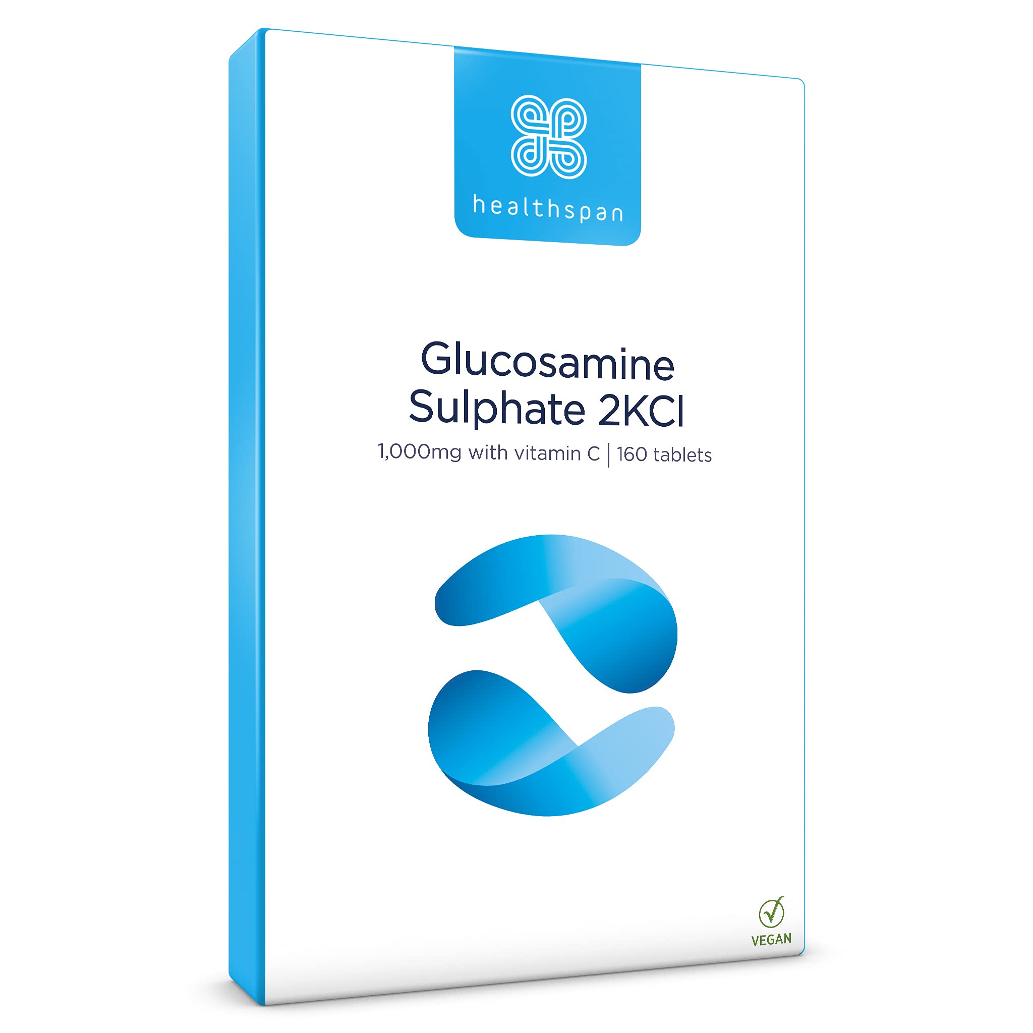 Healthspan Glucosamine Sulphate 2KCI 1,000mg (10 Months’ Supply) | Sustainably sourced Plant-Based glucosamine to Support Your Joints | 591mg Glucosamine Base with 20mg Vitamin C | Vegan
