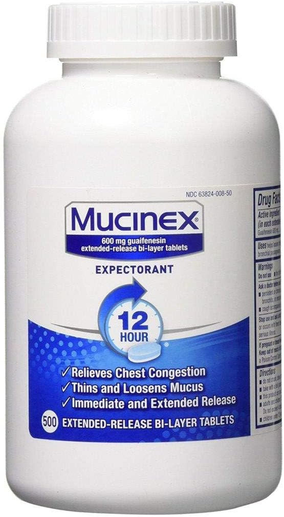 Chest Congestion, Mucinex 12 Hour Extended Release Tablets, 100ct, 600 mg Guaifenesin Relieves Chest Congestion Caused by Excess Mucus, #1 Doctor Recommended OTC expectorant: Health & Personal Care