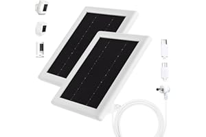 BOBUY Ring Camera Solar Panel Charger, 5V 3.5W Solar Charger Compatible with Ring Spotlight Cam/Stick Up Cam Battery Outdoor Wireless Surveillance Camera, 16.4ft Cable (White, 2 Pack)