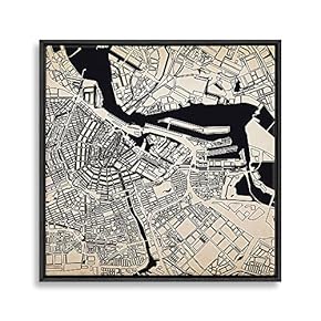 Framed Canvas Wall Art Map Canvas Prints Home Artwork Decoration for Living Room,Bedroom - 16x16 inches