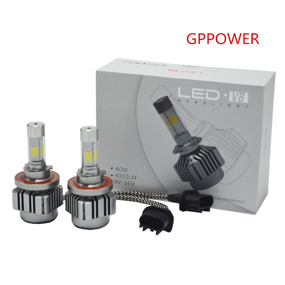 Amazon.com: GPPOWER 2PCS H13 9008 COB 4 Side led Headlights bulbs  Replacement Lights Halogen & HID All-In-One 8-36V 6000K White 80w 9600LM  Warranty 1year: ...