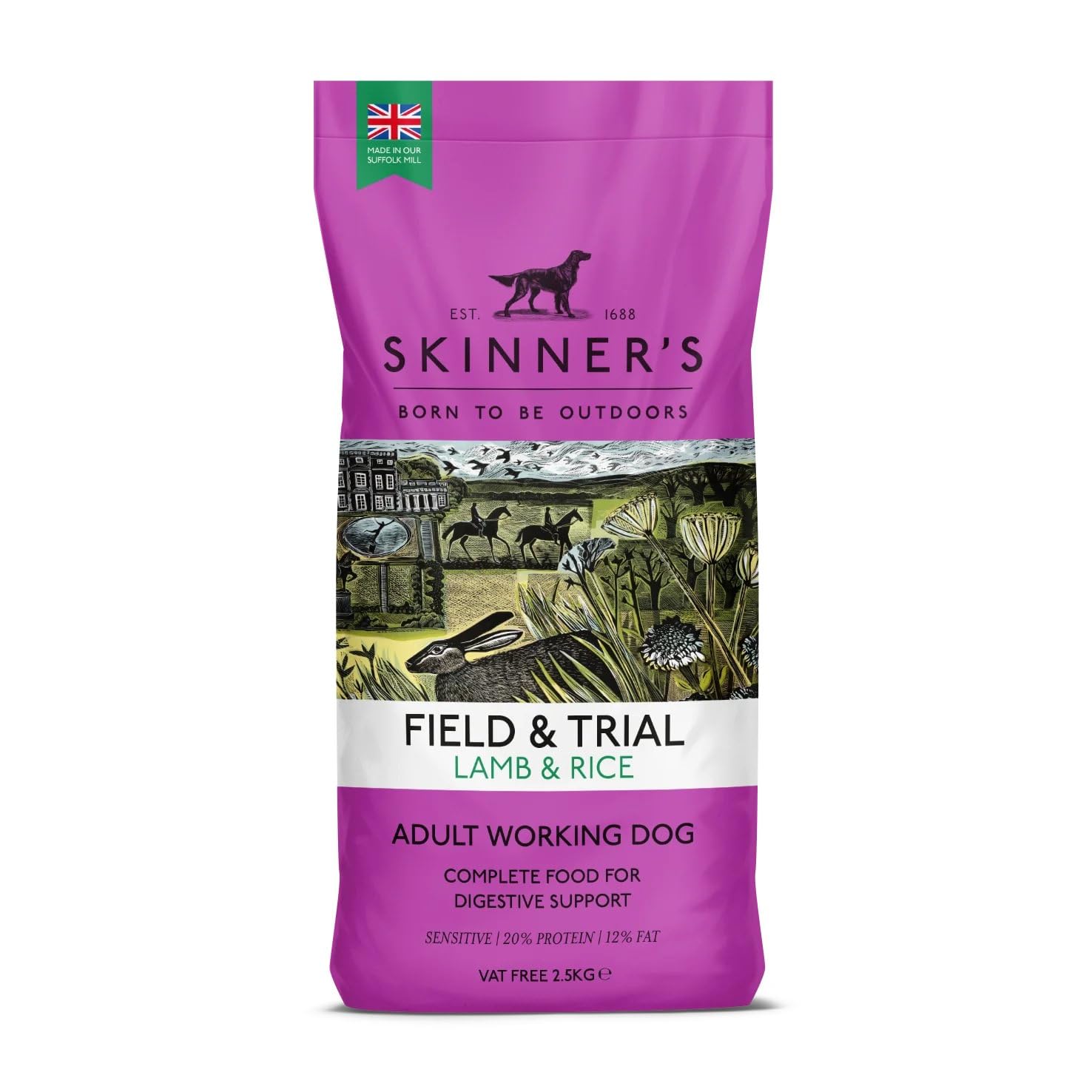 Skinner's Field & Trial Complete Dry Adult Working Dog Food Lamb and Rice, 2.5 kg