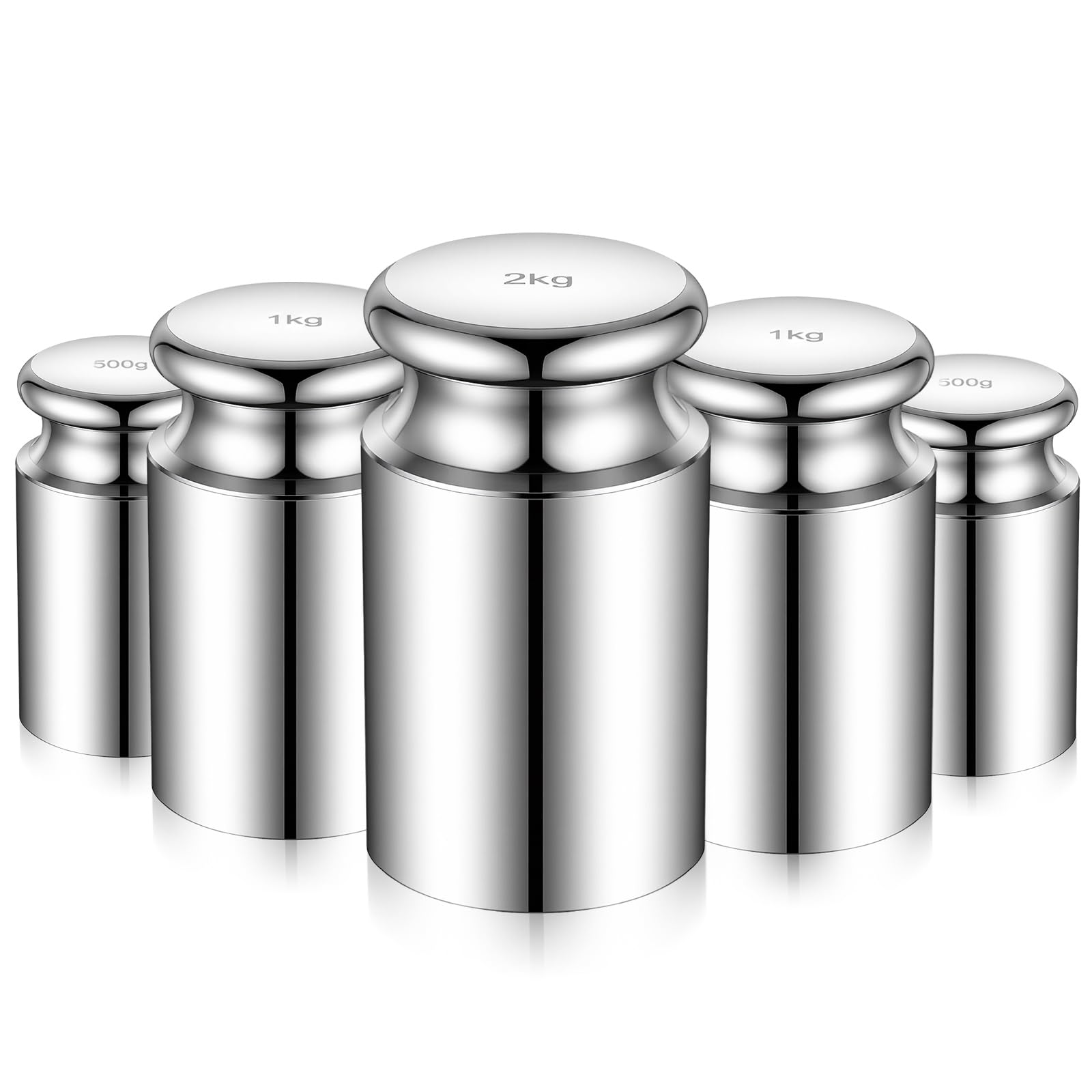 Photo 1 of Sabary 5kg 5000g 5 Pcs M1 Precision Calibration Weight Set with 1pcs 2kg 2000g 2pcs 1kg 1000g and 2pcs 0.5 kg Steel Chrome Plating Calibration Weights for Digital Scale and Laboratory Equipment