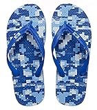Showaflops Mens' Antimicrobial Shower & Water Sandals for Pool, Beach, Dorm and Gym - Digital Blue Camouflage 11/12
