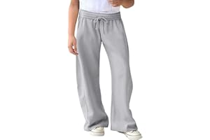Girls Fleece Sweatpants Winter Straight Wide Leg Sweat Pants Teen Kids Joggers Baggy Warm Uniform Pants with Pockets
