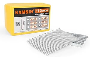 KAMSIN 14 Gauge Concrete T Nails, 2 1/2'' (64MM) Length Collated Concrete T Nails, Galvanzied, 800 PCS/BOX, Fasteners for Pneumatic Concrete T Nailer, Air T Nail Gun