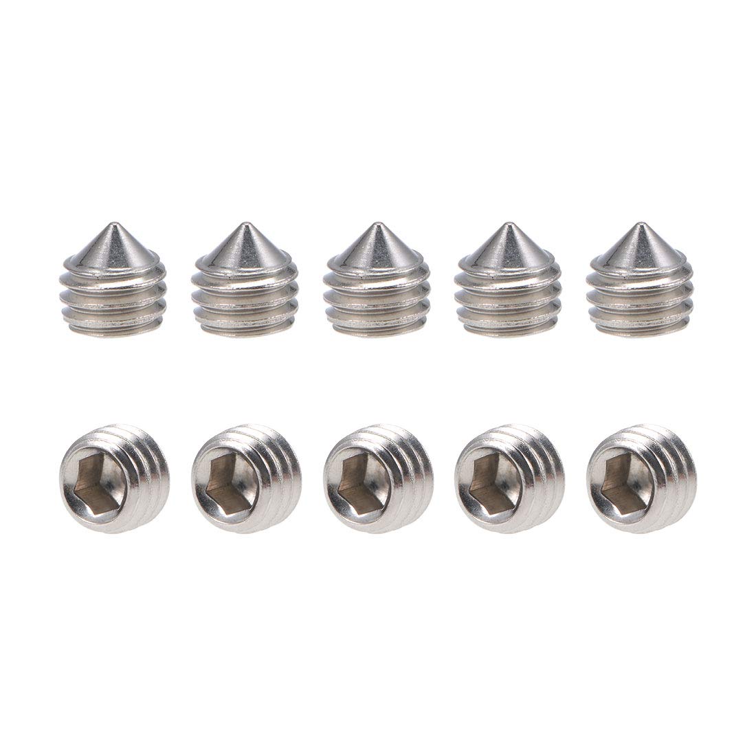 sourcing map 40Pcs M5x5mm Internal Hex Socket Set Grub Screws Cone Point 304 Stainless Steel Screw