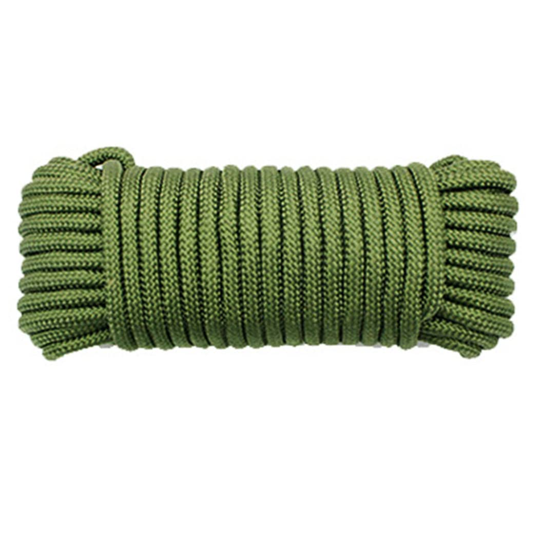 64FT(20M) Nylon Rope Nylon Cord Thick Heavy Duty Hanging Cord String，Black Rope Solid Nylon Line, Black Flagline String Cord, All Purpose Tie-Down Ropes for Camping Outdoor Garden (Green, 10MM)