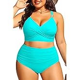 Aqua Eve Plus Size Two Piece Swimsuit - Women High Waisted Bikini Tummy Control Bathing Suit 2025 Swimwear