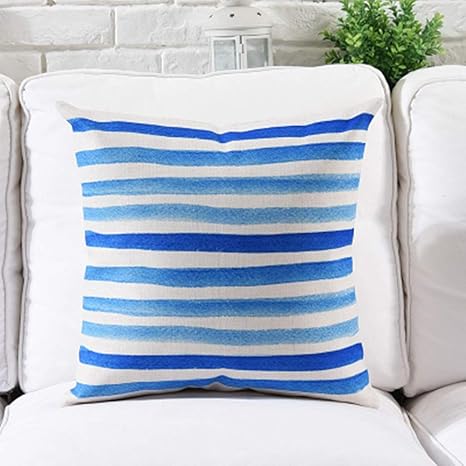 LOIKHGV Funda de Almohada Cojín Mediterráneo Acuarela Azul ...