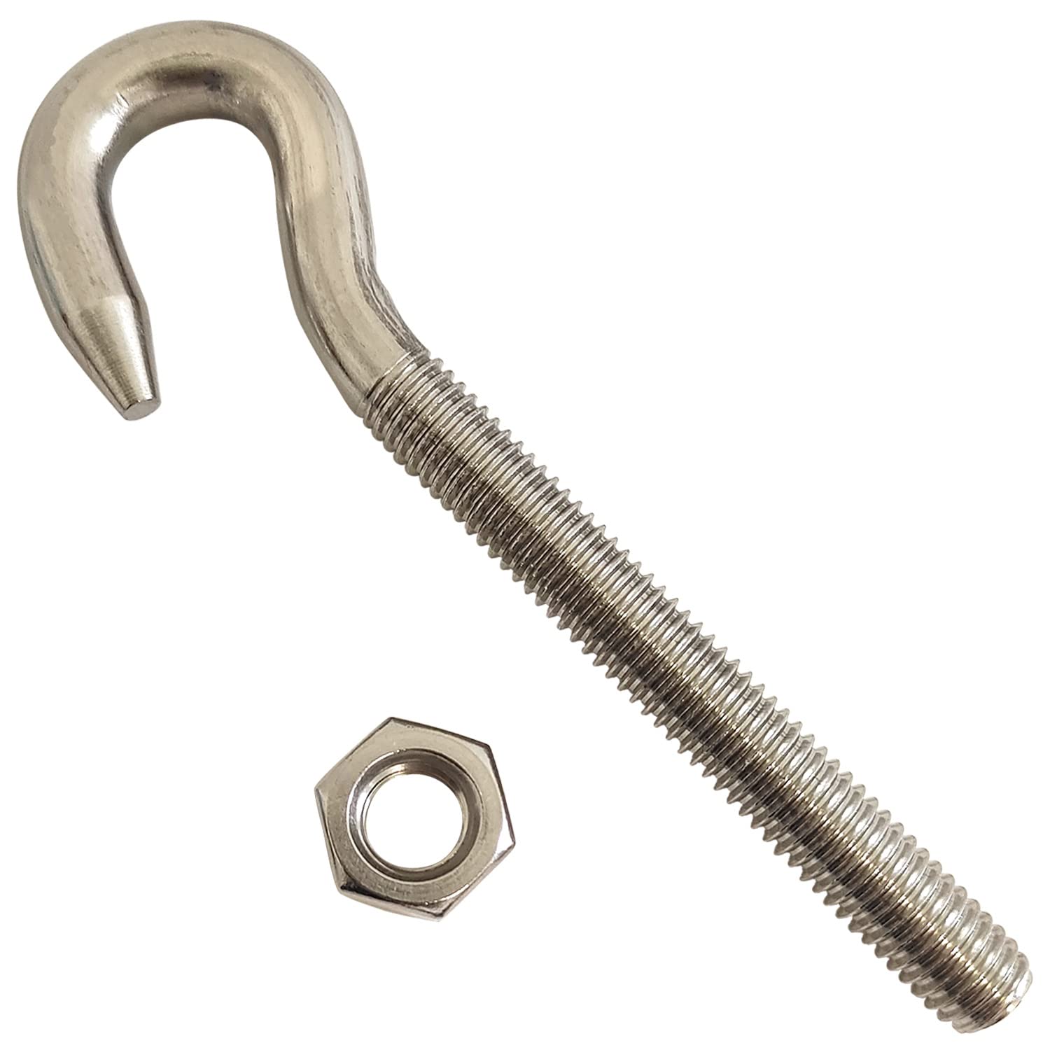 KShun Professional M10 Hook Bolt Set - 2 Pack with Nuts - 304 Stainless Steel (A2-70) - 400kg Load Capacity - 116mm Length - Heavy Duty for Fence & Construction Use — image 1