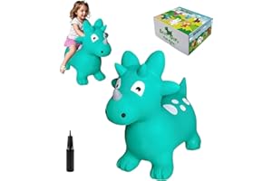 HotMax Bouncy Horse, Dinosaur Hopper Toys for Kids, Inflatable Ride on Bouncy Animals Toys for Toddlers, Jumping Horse for Baby Year Old Birthday Gift for Boy or Girl (Triceratops)