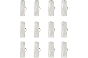 Craftdady 100Pcs Silver Ribbon Ends 20x8mm Bookmark Pinch Crimp Clamp Cord End Fastener Clasps with 2mm Loop for Leather Suede Jewelry Making