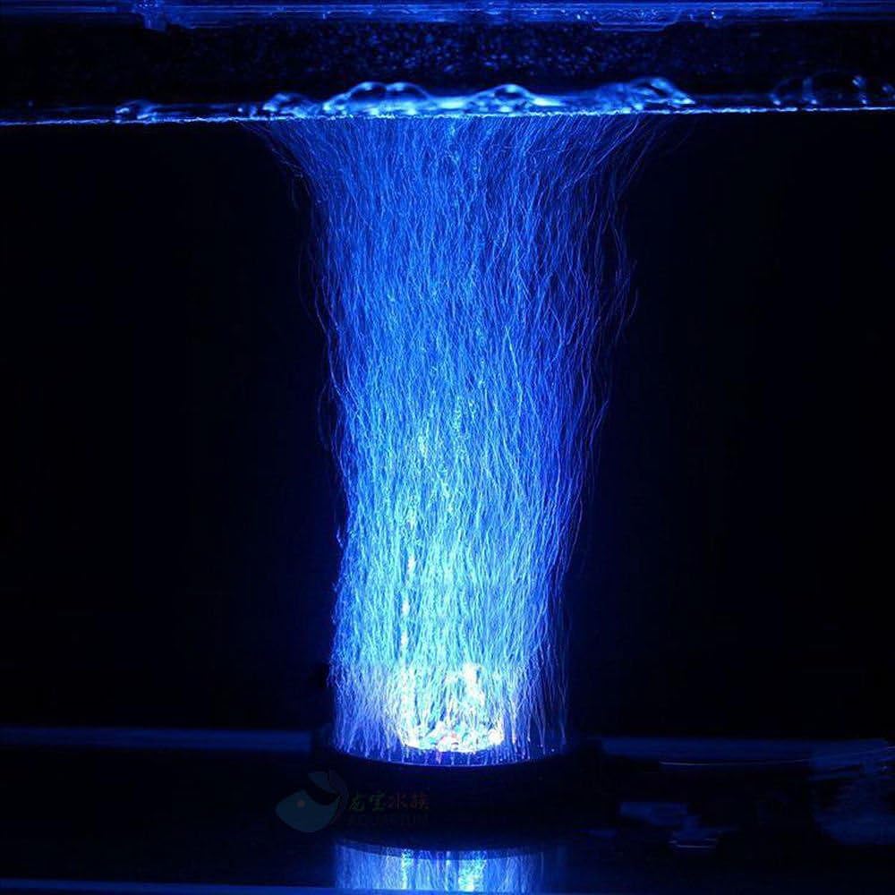 Hot Aquarium Fish Tank Air Curtain Bubble Stone Disk with 6 Blue LED Light No.21