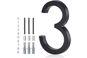 Floating House Number 3, YIPLED 6 Inch Modern House Numbers for Home, Mailbox, Street (Black)