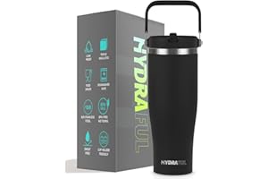 Hydraful 50 oz Tumbler with handle flip straw,Leak Proof Vacuum Insulated Cup Water Bottle Fit in Cup holder for Home,Outdoors,Insulated Stainless Steel Travel Coffee Mug,Keep ice Cold for 34 Hours