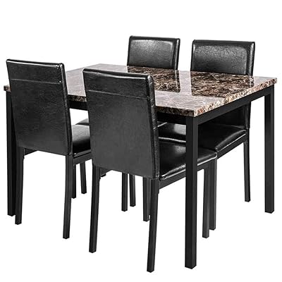 LinkRomat 5-Piece Kitchen Dining Table Set with PU Leather Chairs