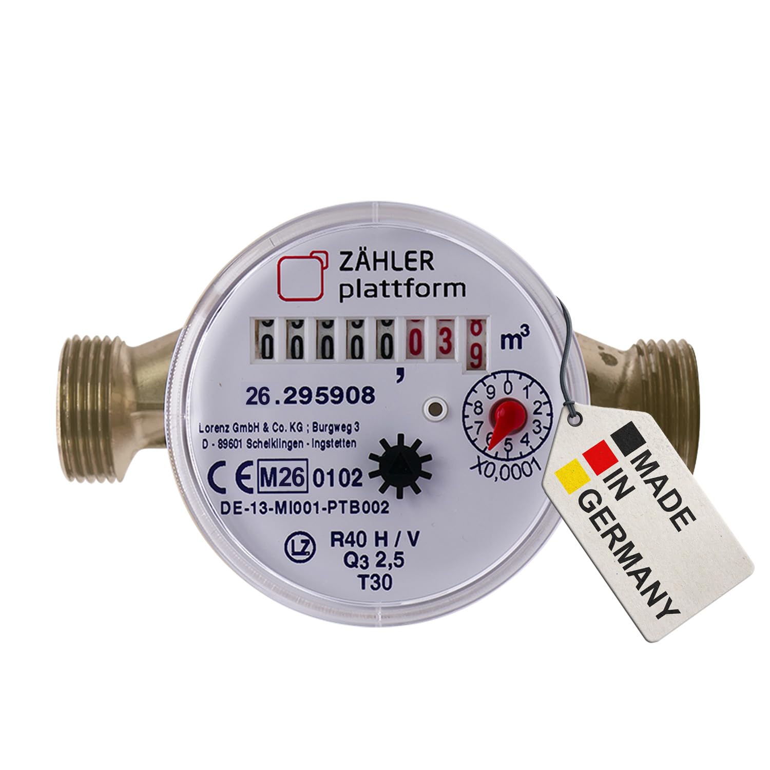 ZÄHLER plattform Water Meter 2026 Water Meter Made in Germany Qn 1.5 BL 110 mm 3/4 Inch