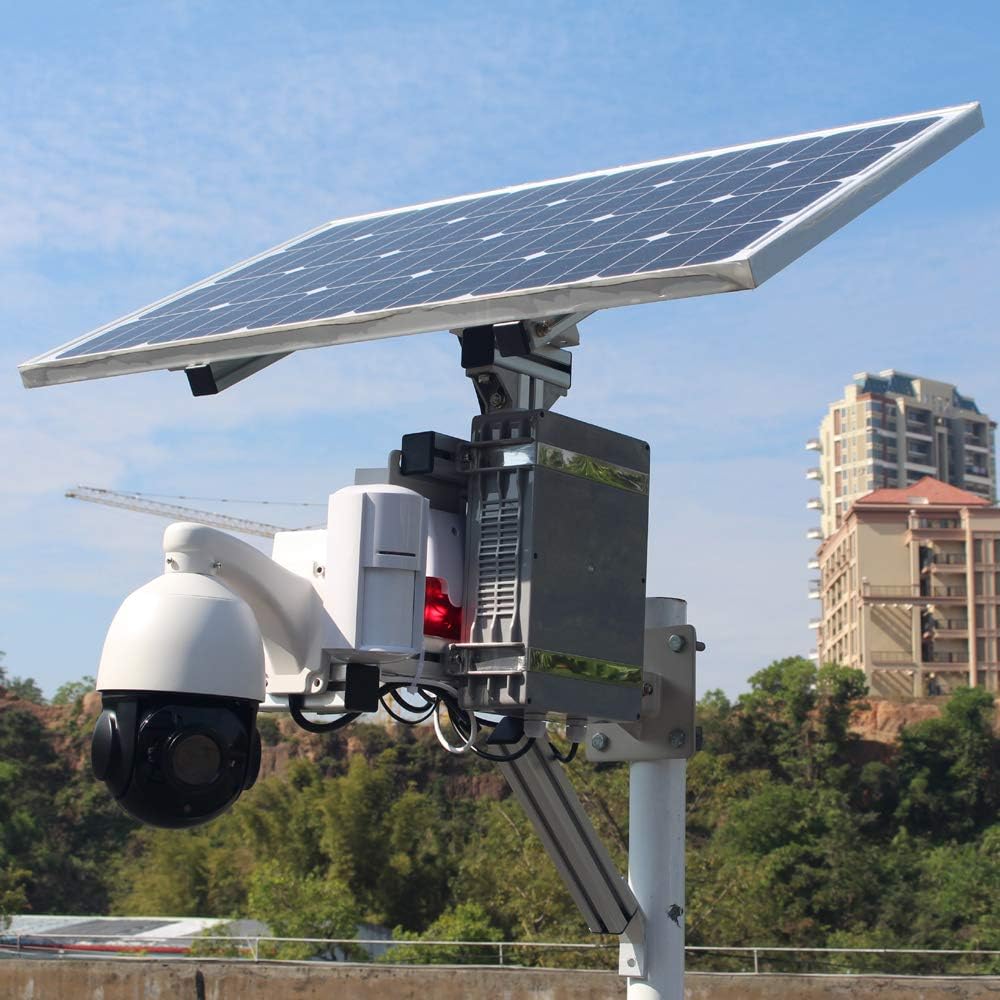 Solar Power Wireless 4MP 18X Optical Zoom 3G 4G Security Camera ptz with sim Card Slot Outdoor PIR Sensor Alarm Light WiFi CCTV (128G Recording Card)