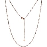 Silvora Stainless Steel Necklace for Women,2MM Rolo Cable Chain Necklace-316L Stainless Steel/14K Gold/Black/Rose Gold Plated-Womens Chain for Pendant 14"-30" Length