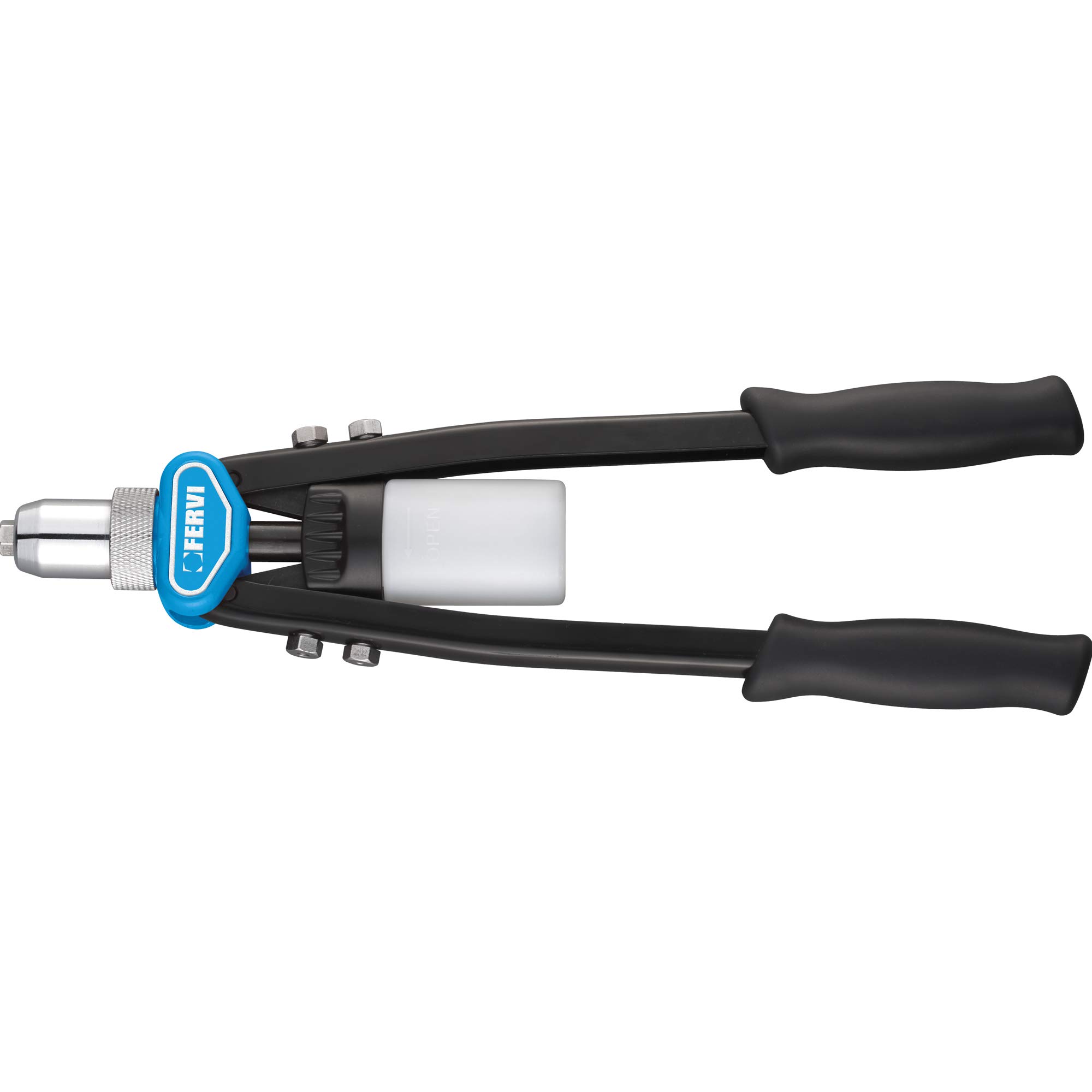 Fervi 0453 Double-Lever Riveting Tool, 3.2-6.4 mm, Cyan/Black