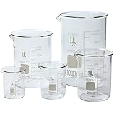 Karter Scientific, 3.3 Boro, Griffin Low Form, Glass Beaker Set - 5 Sizes - 50ml, 100ml, 250ml, 500ml, 1000ml