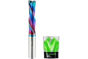 SHARPRO Downcut Spiral Router Bit 1/4 Inch Shank 1/4 Inch Cutting Dia. Solid Carbide Down Cut CNC Bit with Smooth Quark Coati