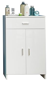 trendteam Badezimmer Schrank Kommode Venus, 50 x 79 x 30 cm in Korpus Weiß, Front Weiß Hochglanz mit viel Stauraum
