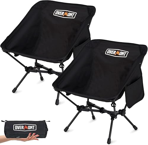 OVERMONT Premium Ultralight Compact Folding Chair - Portable Outdoor Chair for Adults, Supports up to 150kg, Includes Carry Bag, Suitable for Beach, Garden, Picnic, Camping, and Fishing，2Pack