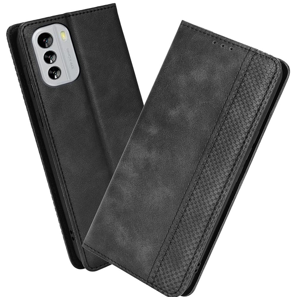 XINNI Protective Phone Case for Nokia G60 5G, PU/TPU Vintage Flip Leather Shockproof Cover Magnetic Book Style Wallet, Black — image 1