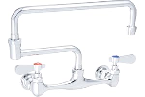 ALFI BRAND Whitehaus WHFS813-POCH Wall Mount 18-Inch Laundry Faucet with Double Jointed Retractable Swing Spout and Lever Handles, Polished Chrome