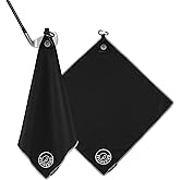 Stripebird - Magnetic Golf Towel (Black) - Microfiber Golf Towel with Built-in Ultra-Strong Neodymium Magnetic Towel - 18" x 18" Golf Bag Towel