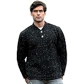 Aran Crafts Irish Mens 2 Button V-Neck Sweater, 100% Donegal Wool (K3082)